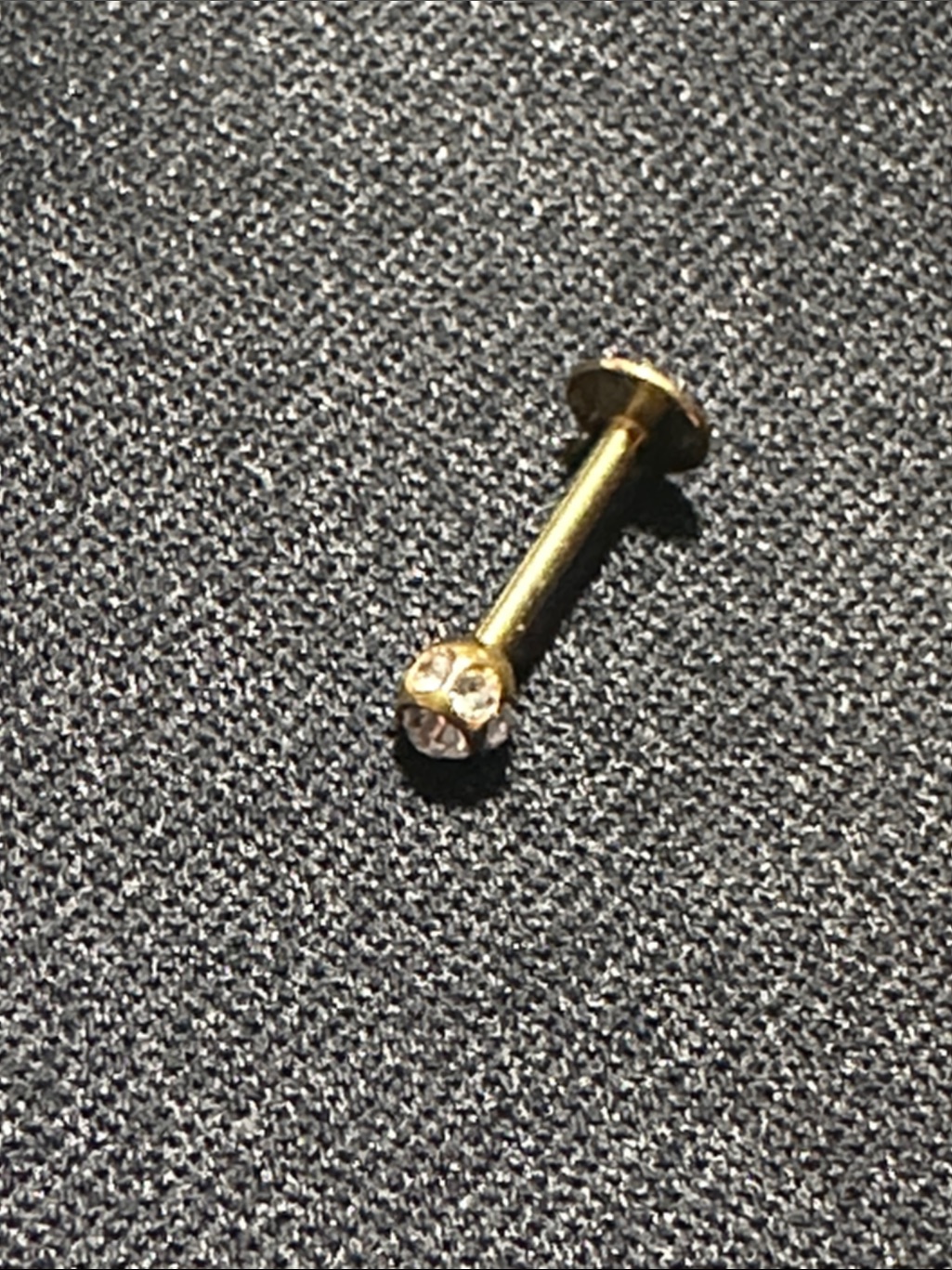 GoldTone Labret Stud With Clear Crystal